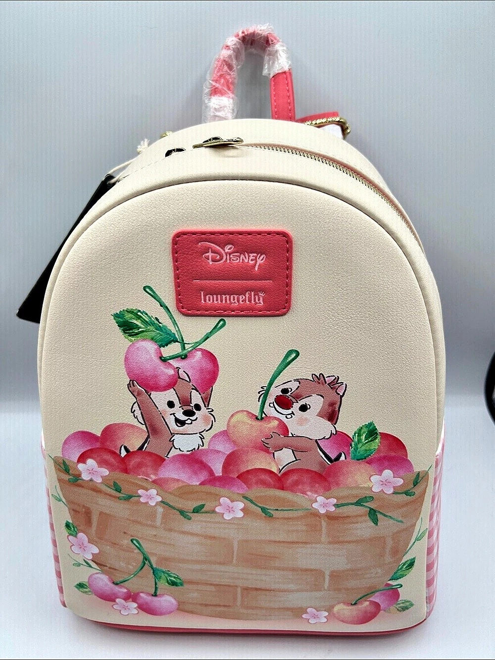 Disney Loungefly Chip and Dale Cherry Mini Backpack Pink